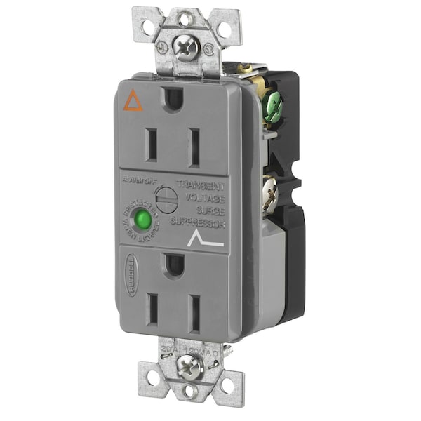 Duplex Straight Blade Receptacle, 5-15R, 15 A, 125V AC, 2 Pole, 3 Wire, Flush Mount